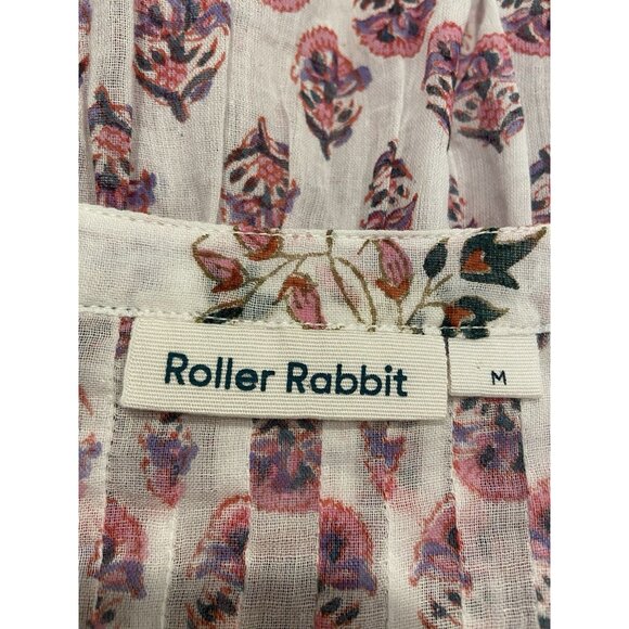 Roller Rabbit Cover Up Swim Fringe Hem Pink White Purple Medium M - Picture 4 of 5